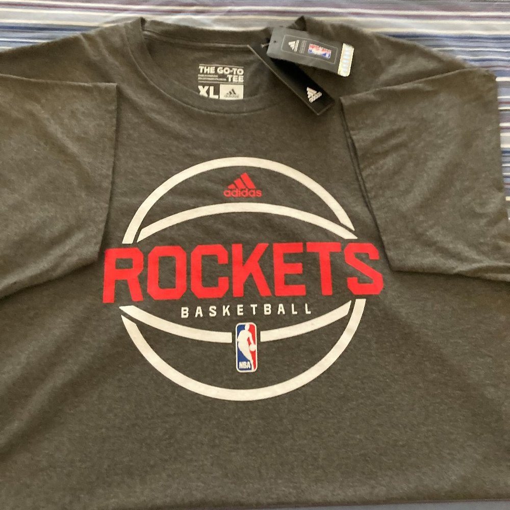 Adidas Houston Rockets Basketball The Go-To Tee Mens XL Gray Short Sleeve Tshirt